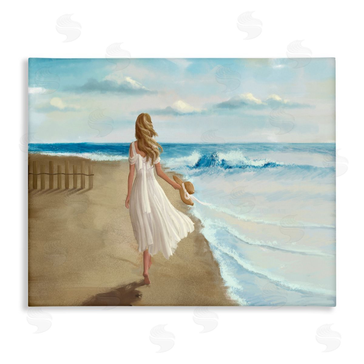 Walk On The Beach Painting Canvas Wall Art, Home Decor by Ziwei Li
