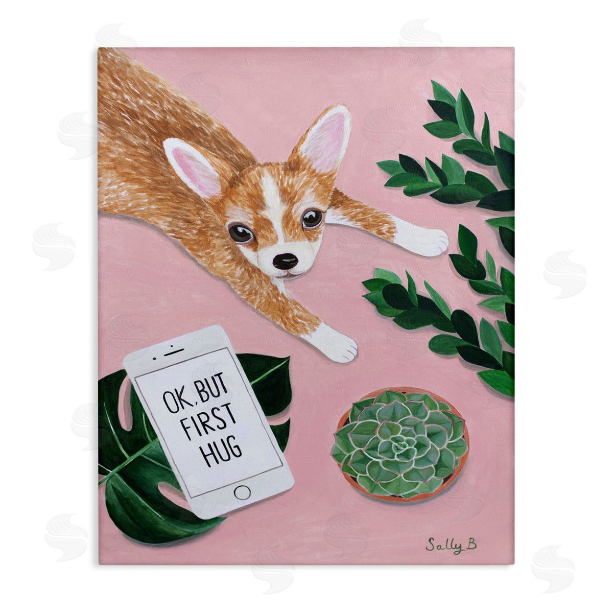 Chihuahua Phone Text Funny Canvas Wall Art, Home Decor by Sally B