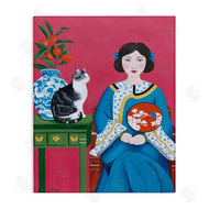 Sally B | Woman And Cat Painting