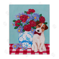 Sally B | Flower Vase With Dog Painting