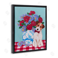 Sally B | Flower Vase With Dog Painting
