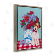 Sally B | Flower Vase With Dog Painting