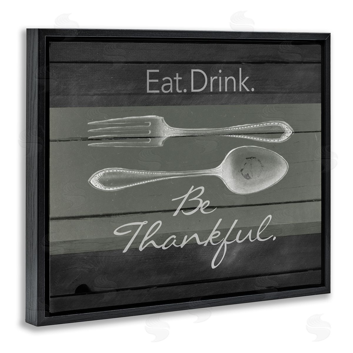 Eat Drink Be Thankful Silverware Black Floating Frame Canvas Wall Art, Home Decor by The Saturday Evening Post