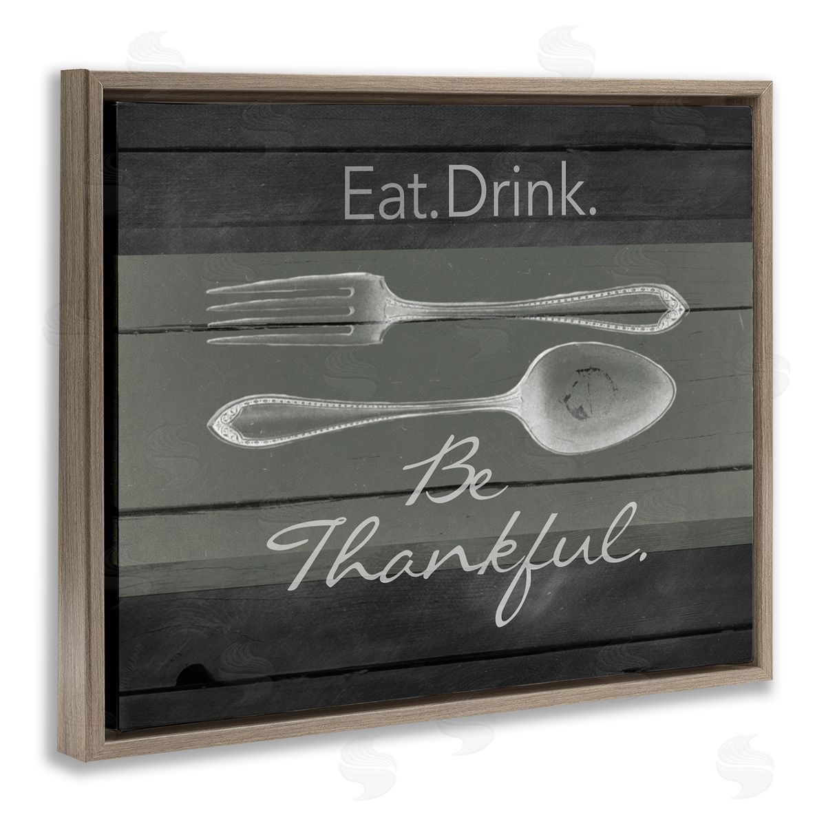 Eat Drink Be Thankful Silverware Brown Floating Frame Canvas Wall Art, Home Decor by The Saturday Evening Post