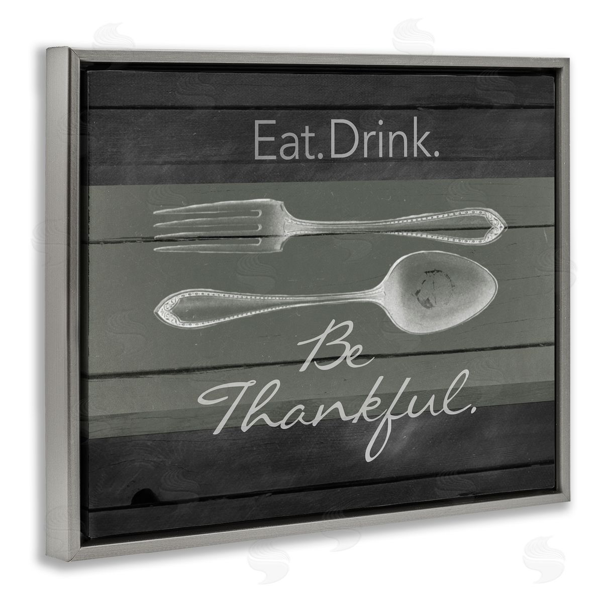 Eat Drink Be Thankful Silverware Grey Floating Frame Canvas Wall Art, Home Decor by The Saturday Evening Post