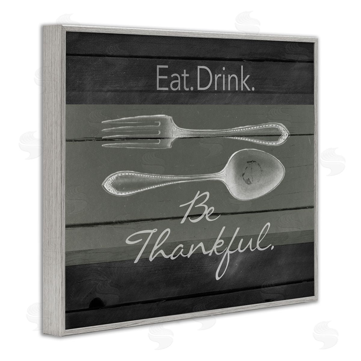 Eat Drink Be Thankful Silverware Grey Frame Print Wall Art, Home Decor by The Saturday Evening Post
