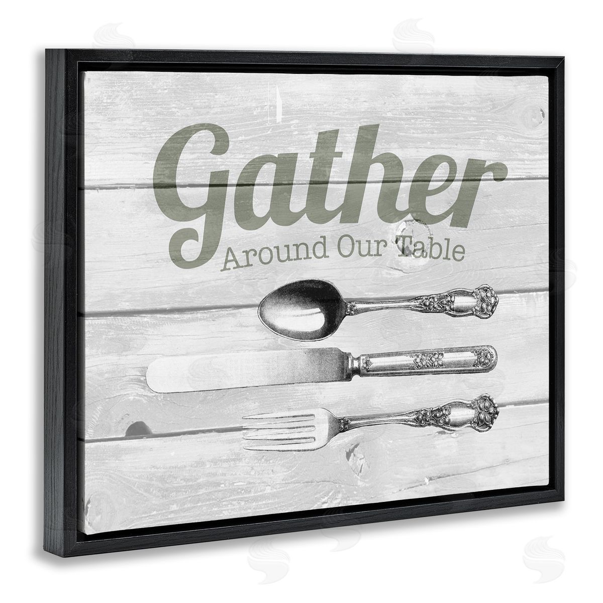 Gather Silverware Farmhouse Kitchen Black Floating Frame Canvas Wall Art, Home Decor by The Saturday Evening Post