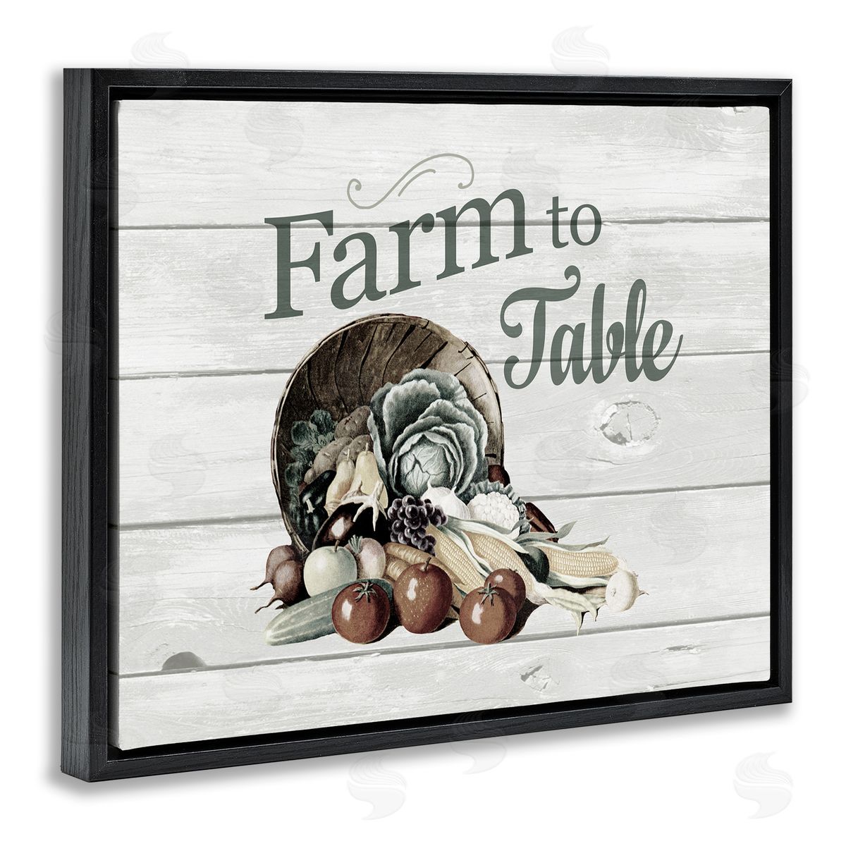 Farm To Table Vegetables Rustic Black Floating Frame Canvas Wall Art, Home Decor by The Saturday Evening Post