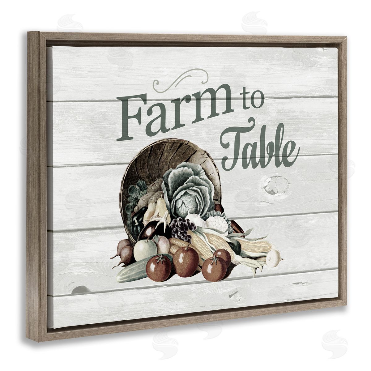 Farm To Table Vegetables Rustic Brown Floating Frame Canvas Wall Art, Home Decor by The Saturday Evening Post