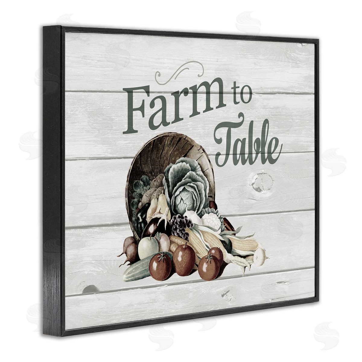 Farm To Table Vegetables Rustic Black Frame Print Wall Art, Home Decor by The Saturday Evening Post