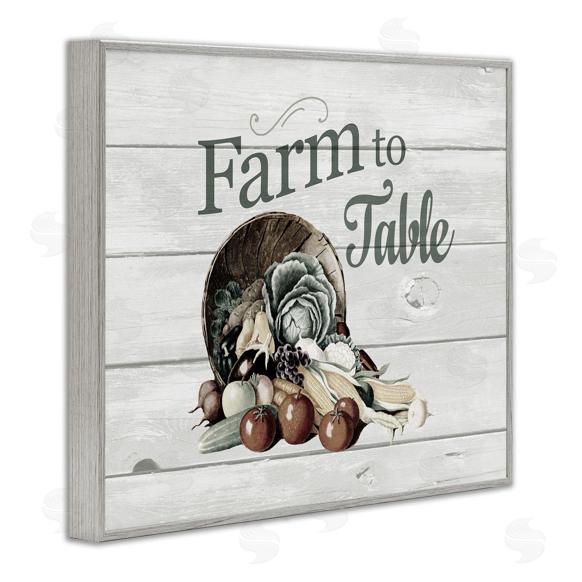 Farm To Table Vegetables Rustic Grey Frame Print Wall Art, Home Decor by The Saturday Evening Post