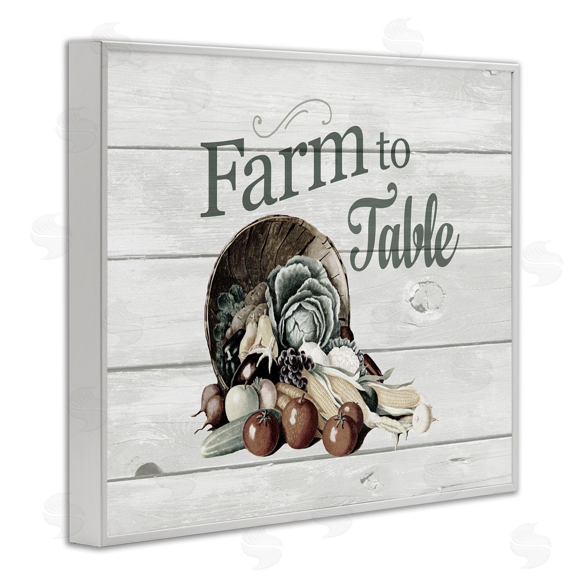 Farm To Table Vegetables Rustic White Frame Print Wall Art, Home Decor by The Saturday Evening Post