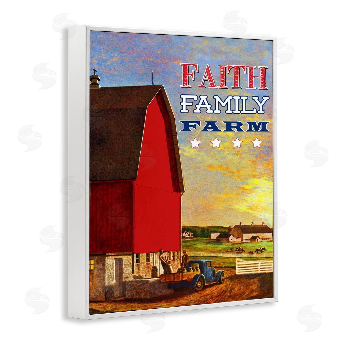 Faith Family Farm American Rustic White Frame Print Wall Art, Home Decor by The Saturday Evening Post