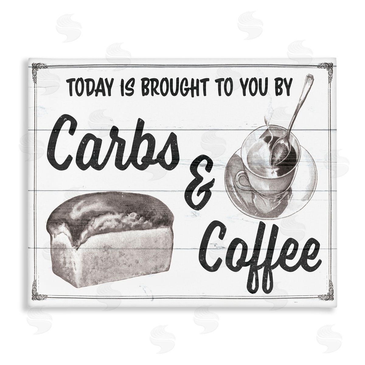 Carbs & Coffee Kitchen Humor Rustic Canvas Wall Art, Home Decor by The Saturday Evening Post