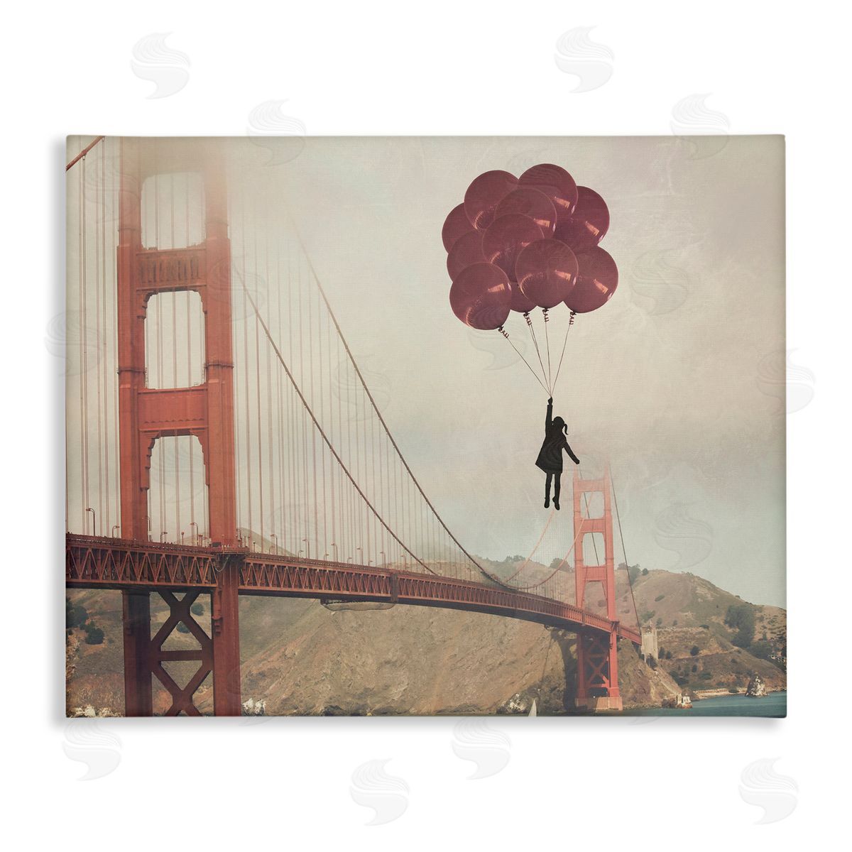Bridge and Girl with Balloons Canvas Wall Art, Home Decor by Ashley Davis
