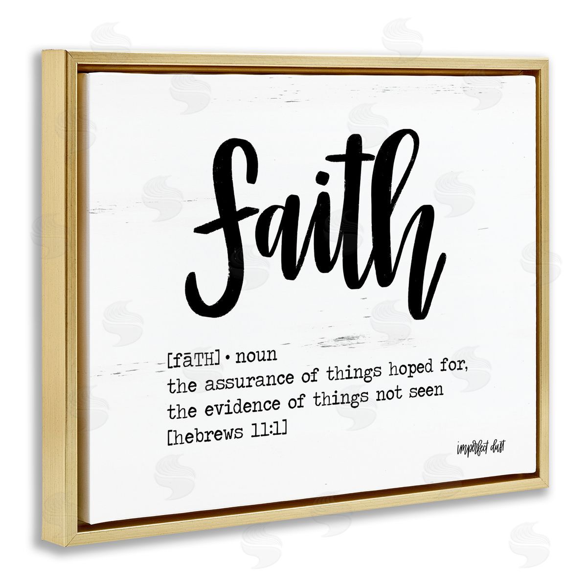 Faith Definition Religious Script Gold Floating Frame Canvas Wall Art, Home Decor by Imperfect Dust