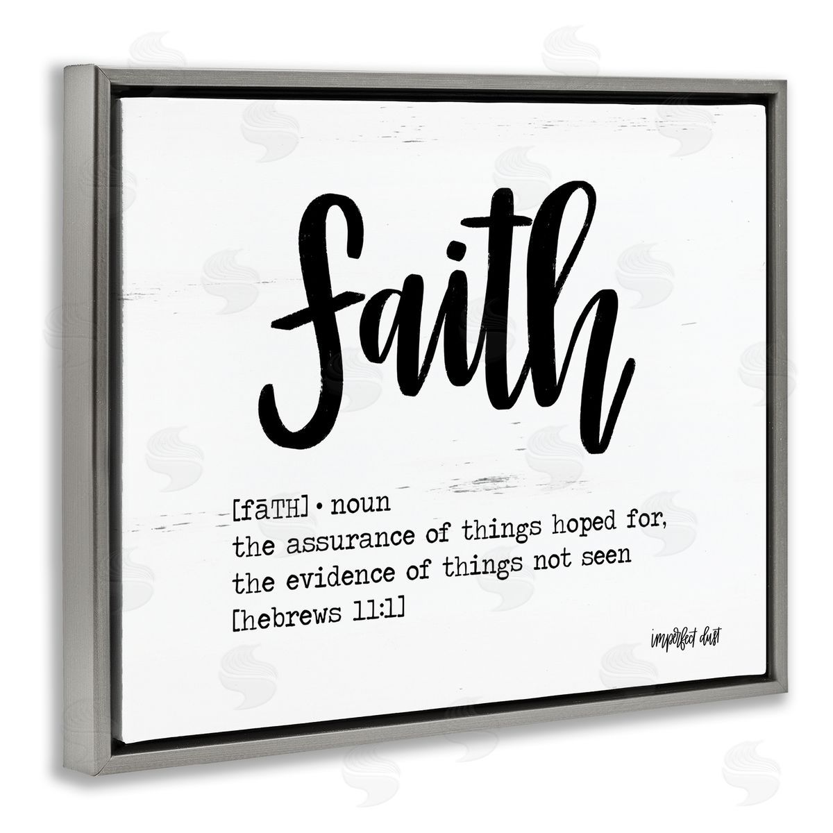Faith Definition Religious Script Grey Floating Frame Canvas Wall Art, Home Decor by Imperfect Dust
