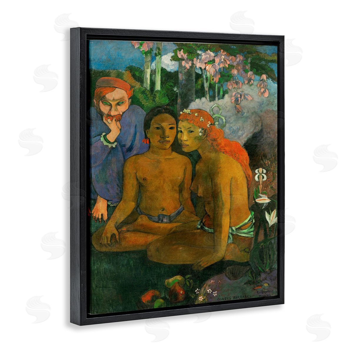 Contes Barbares Classical Painting Black Floating Frame Canvas Wall Art, Home Decor by Paul Gauguin