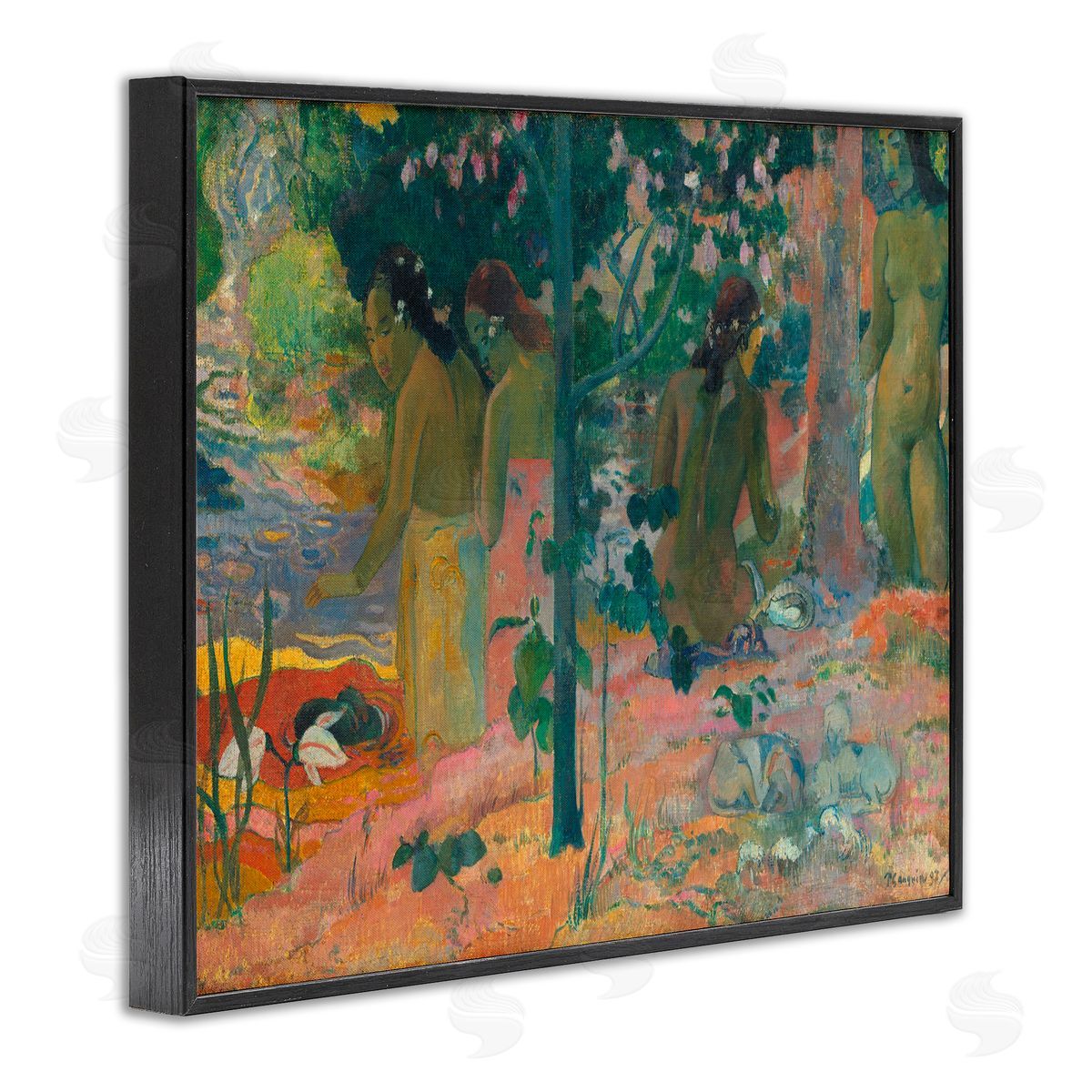 The Bathers Classical Painting Black Frame Print Wall Art, Home Decor by Paul Gauguin