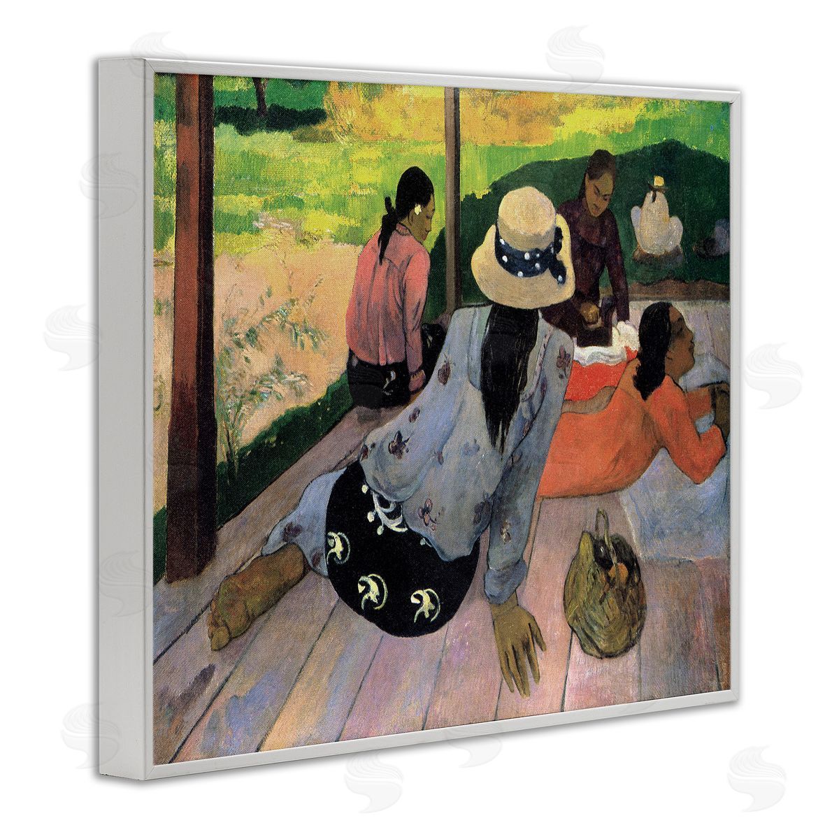 The Siesta Classical Painting White Frame Print Wall Art, Home Decor by Paul Gauguin