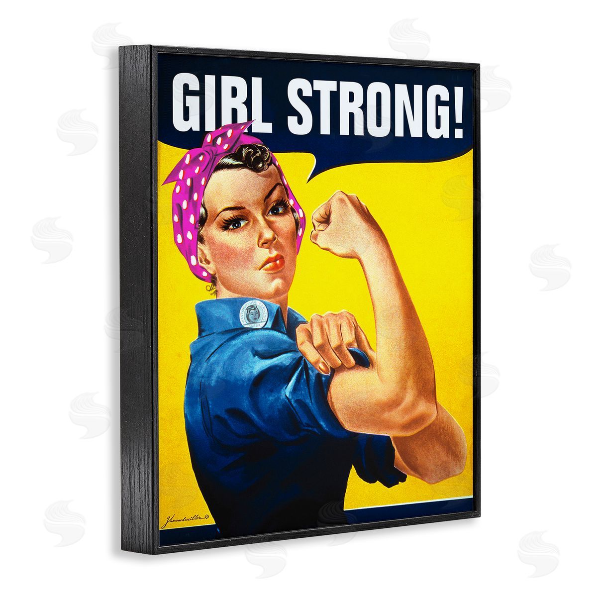 Girl Strong Vintage Poster Black Frame Print Wall Art, Home Decor by RetroRocket