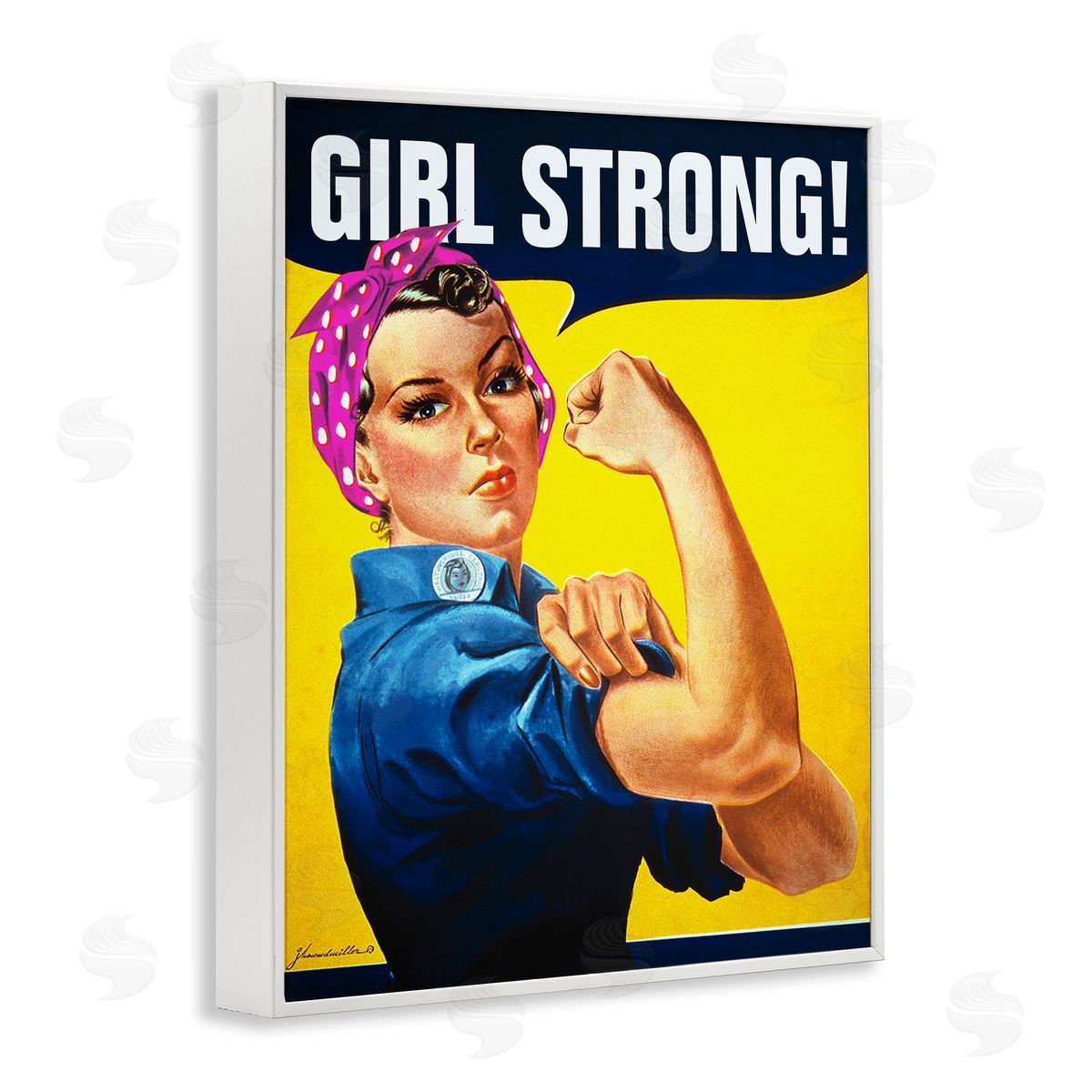 Girl Strong Vintage Poster White Frame Print Wall Art, Home Decor by RetroRocket