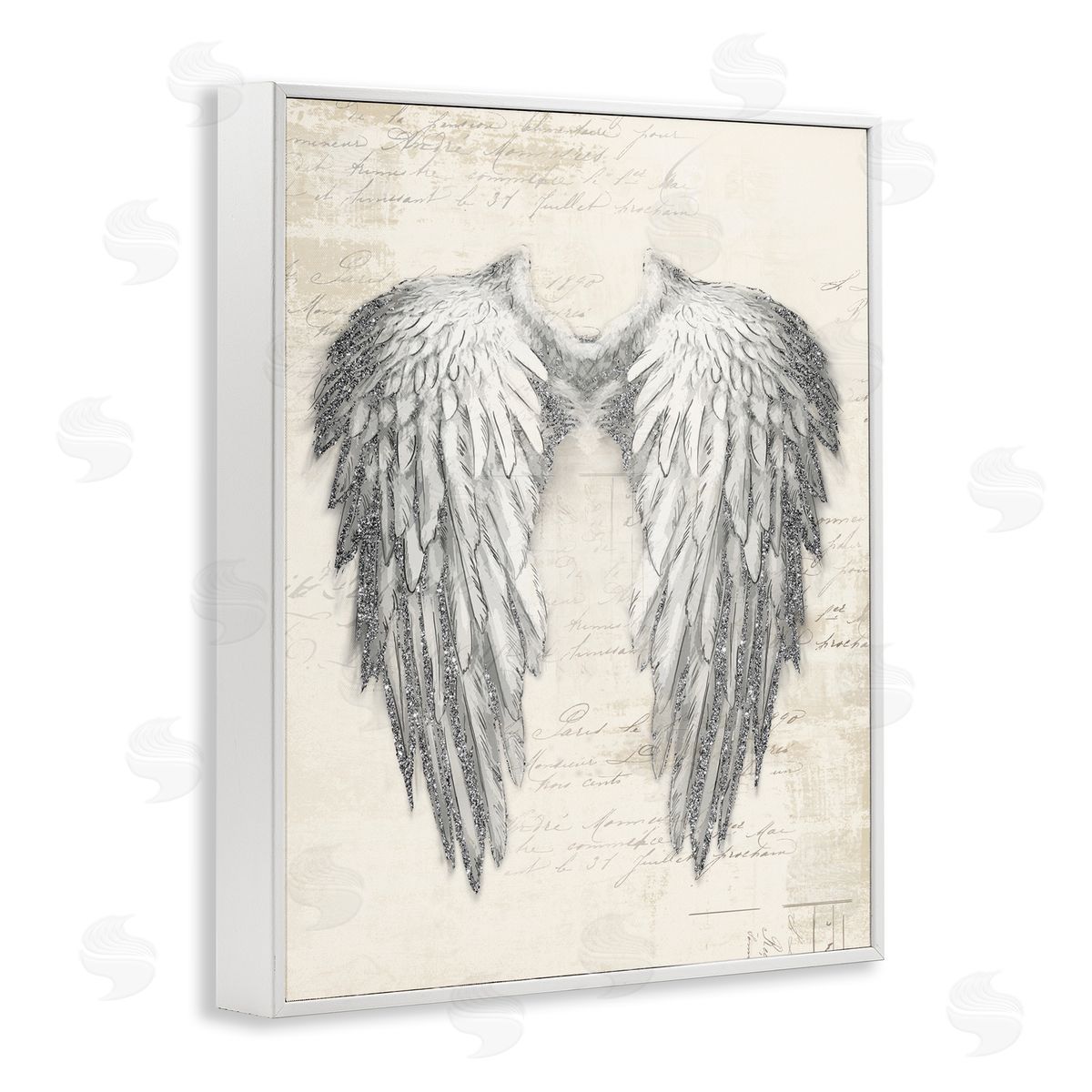 Heavenly Angel Wings Illustration White Frame Print Wall Art, Home Decor by Main Line Studio