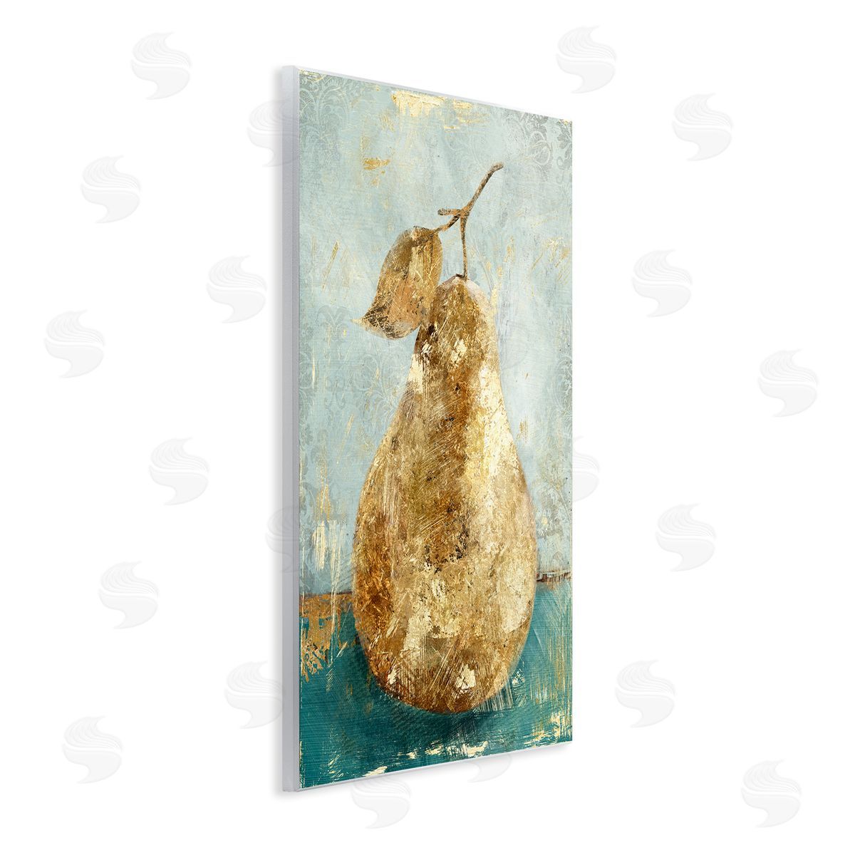 Golden Pear Fruit Painting Wood Plaque Wall Art, Home Decor by Main Line Studio