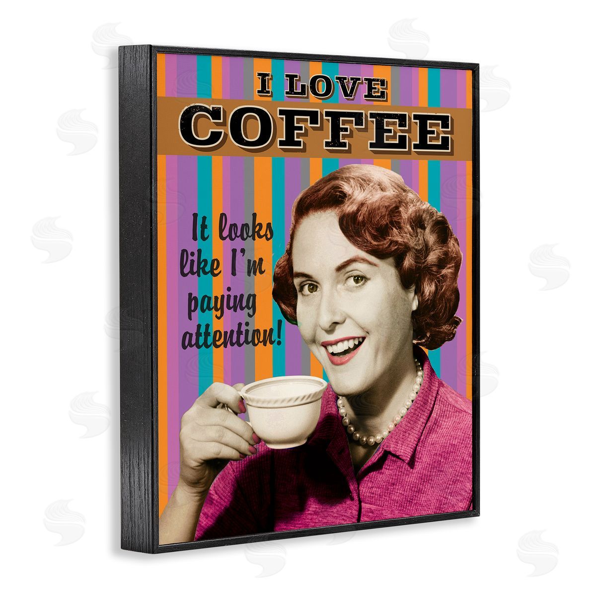 I Love Coffee Funny Vintage Black Frame Print Wall Art, Home Decor by RetroRocket