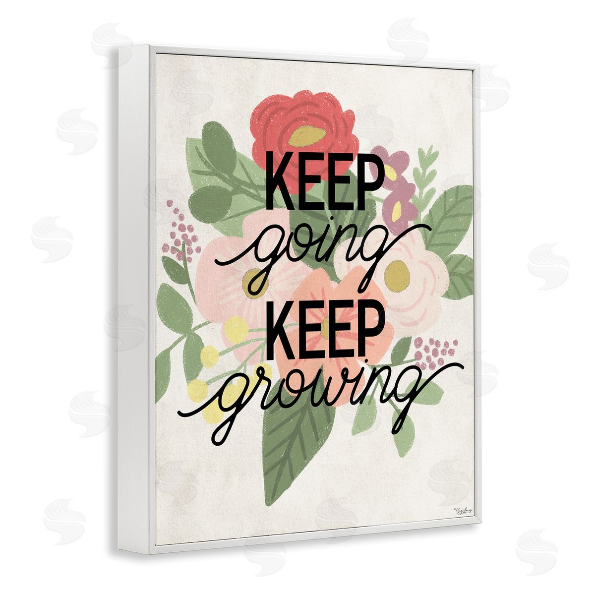 Keep Growing Flower Drawing White Frame Print Wall Art, Home Decor by Gigi Louise