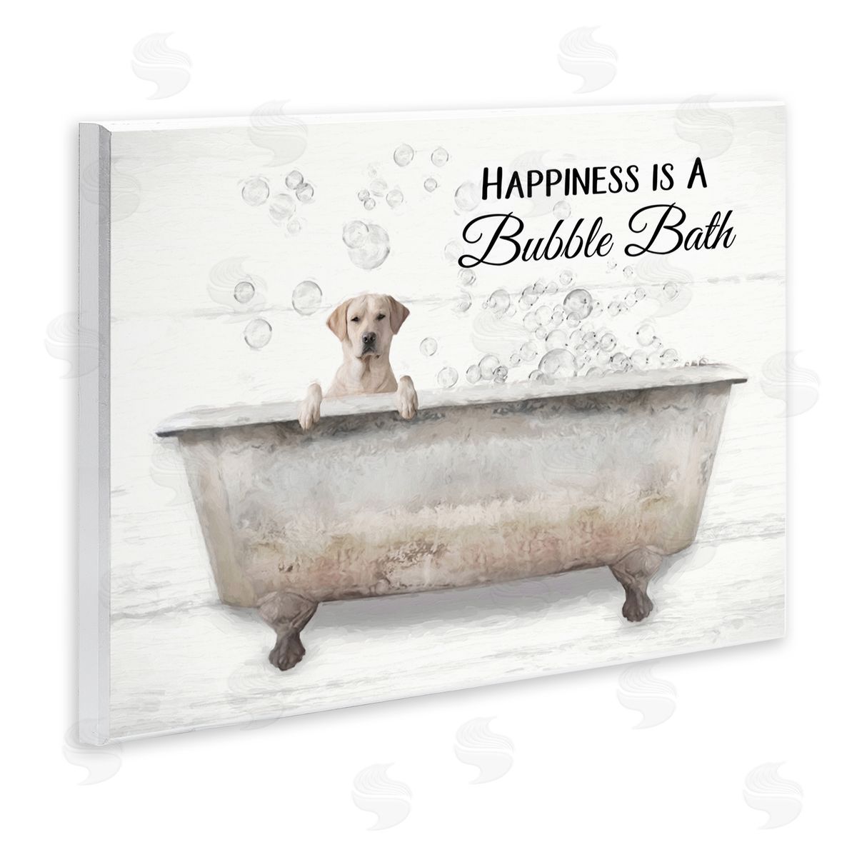 Happiness Is A Bubble Bath Dog Wood Plaque Wall Art, Home Decor by Lori Deiter
