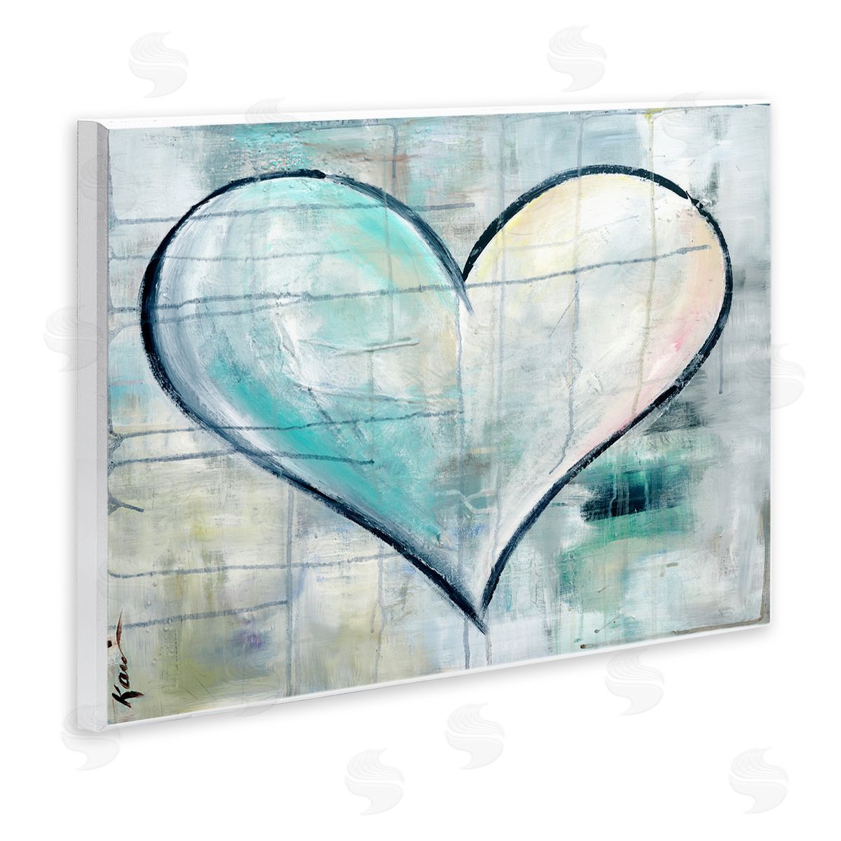 Graffiti Blue Heart Wood Plaque Wall Art, Home Decor by Kami Lerner
