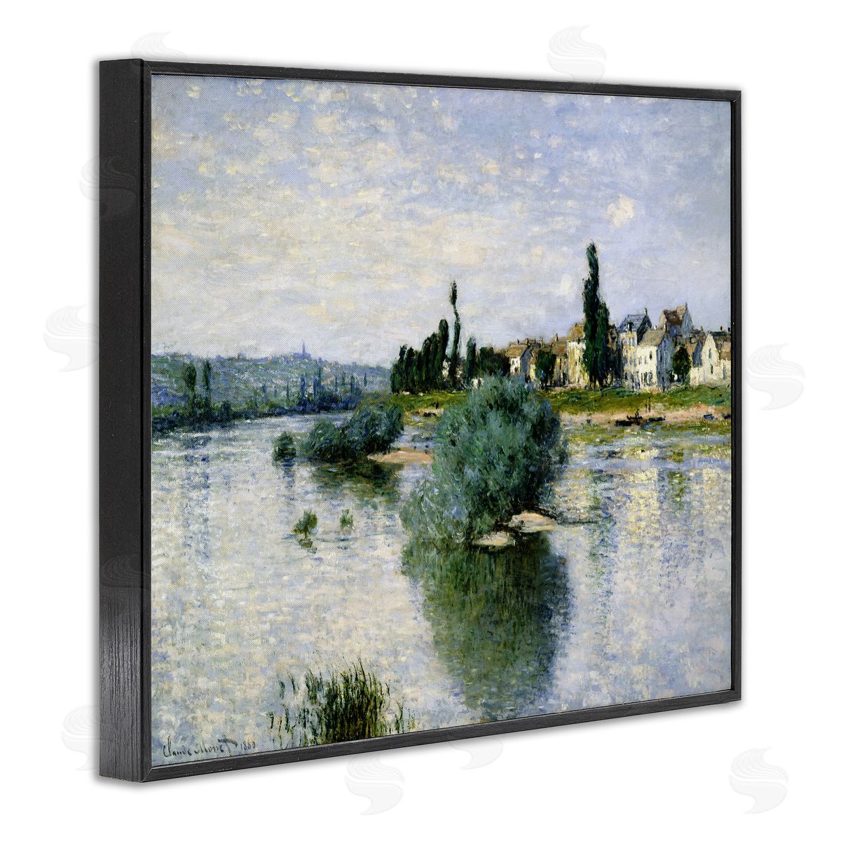 The Seine at Lavacourt Black Frame Print Wall Art, Home Decor by Claude Monet
