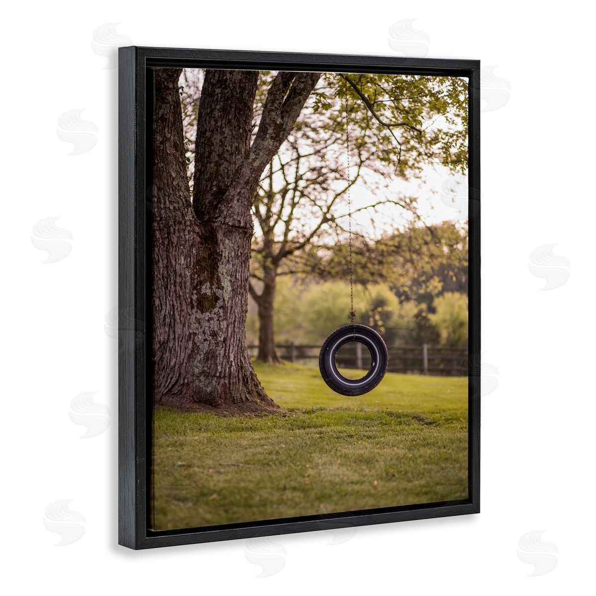 Tire Swing Country Farm Landscape Photograph Black Floating Frame Canvas Wall Art, Home Decor by Aaron Matheson