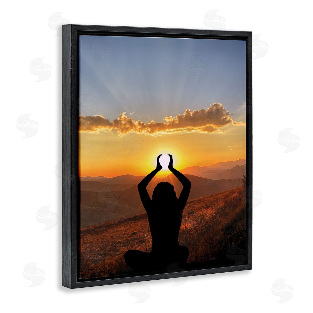 Lifting The Sun Photograph Black Floating Frame Canvas Wall Art, Home Decor by Marcus Prime