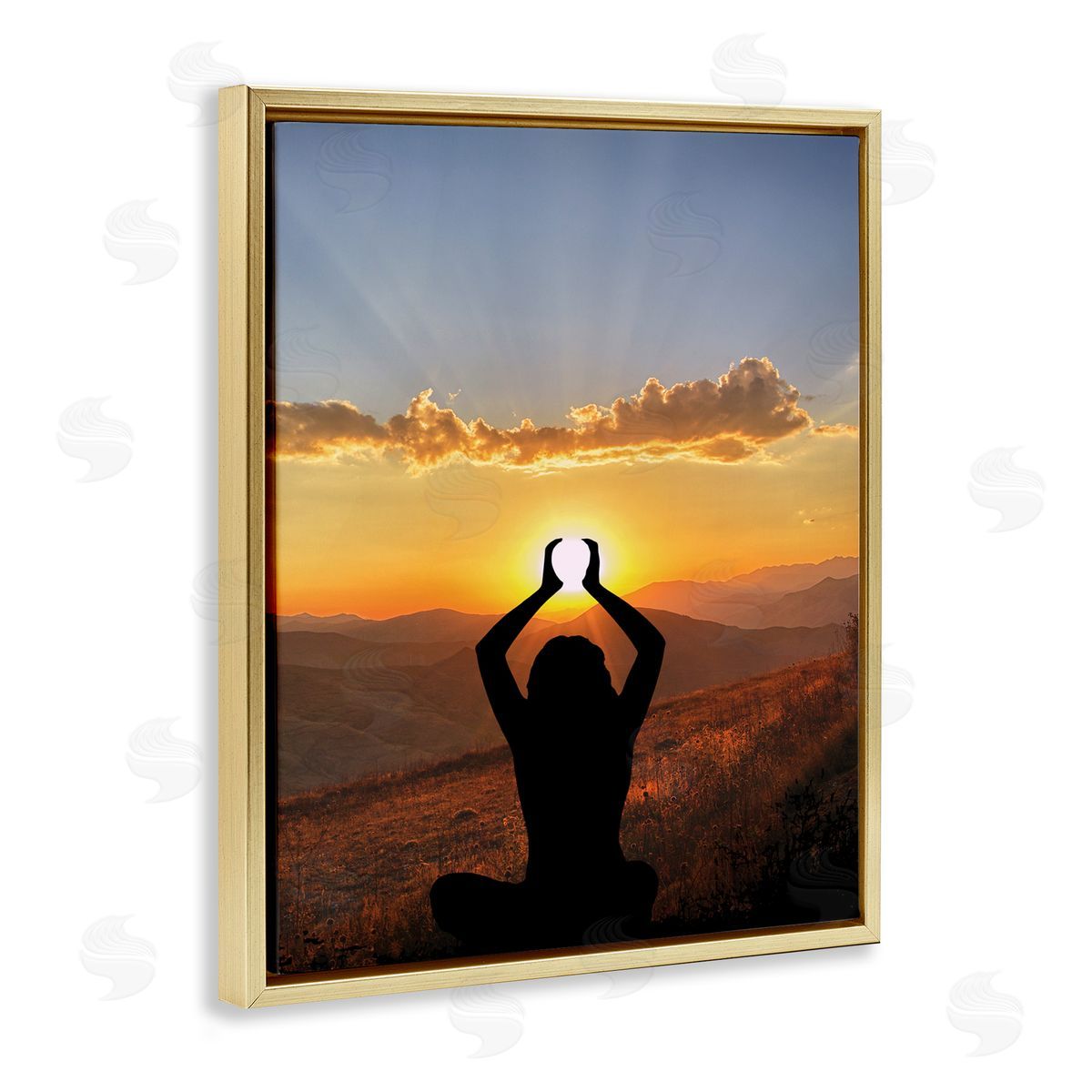 Lifting The Sun Photograph Gold Floating Frame Canvas Wall Art, Home Decor by Marcus Prime