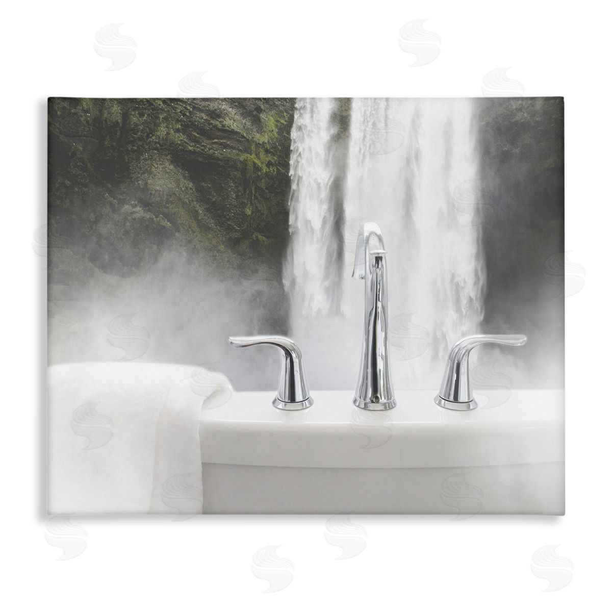 Waterfall Bath Time Photograph Canvas Wall Art, Home Decor by Milli Villa