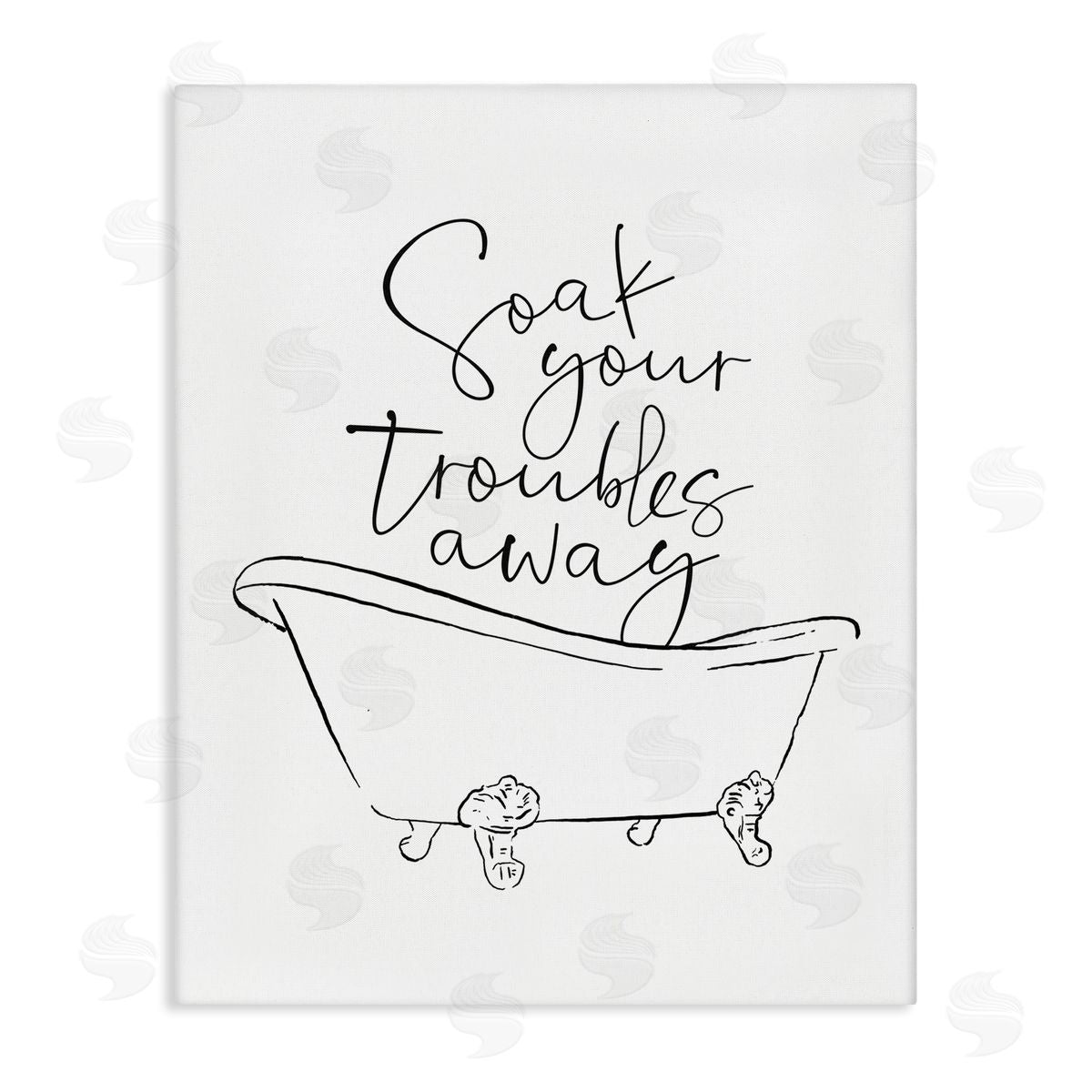 Soak Troubles Away Ink Drawing Canvas Wall Art, Home Decor by Milli Villa