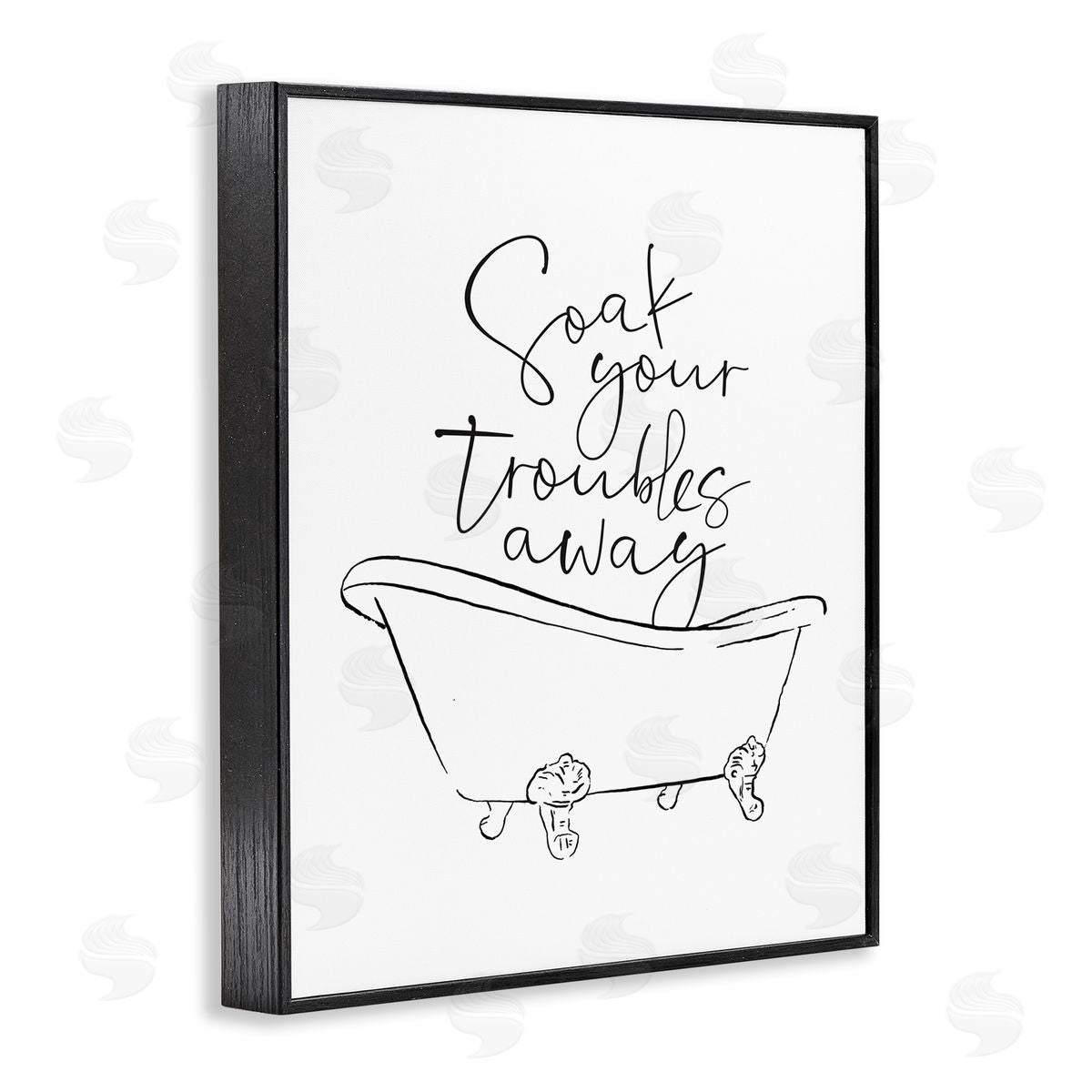 Soak Troubles Away Ink Drawing Black Frame Print Wall Art, Home Decor by Milli Villa