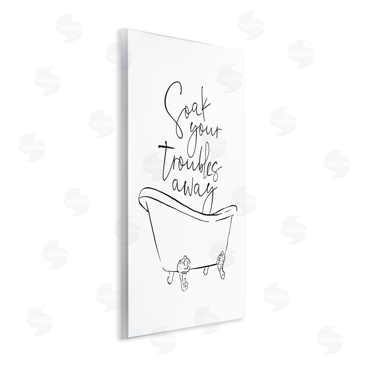 Soak Troubles Away Ink Drawing Wood Plaque Wall Art, Home Decor by Milli Villa