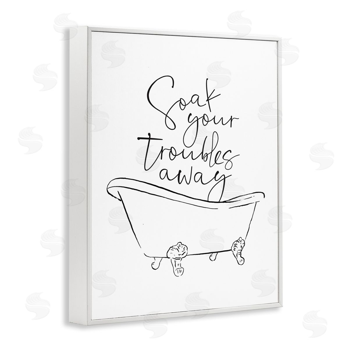 Soak Troubles Away Ink Drawing White Frame Print Wall Art, Home Decor by Milli Villa