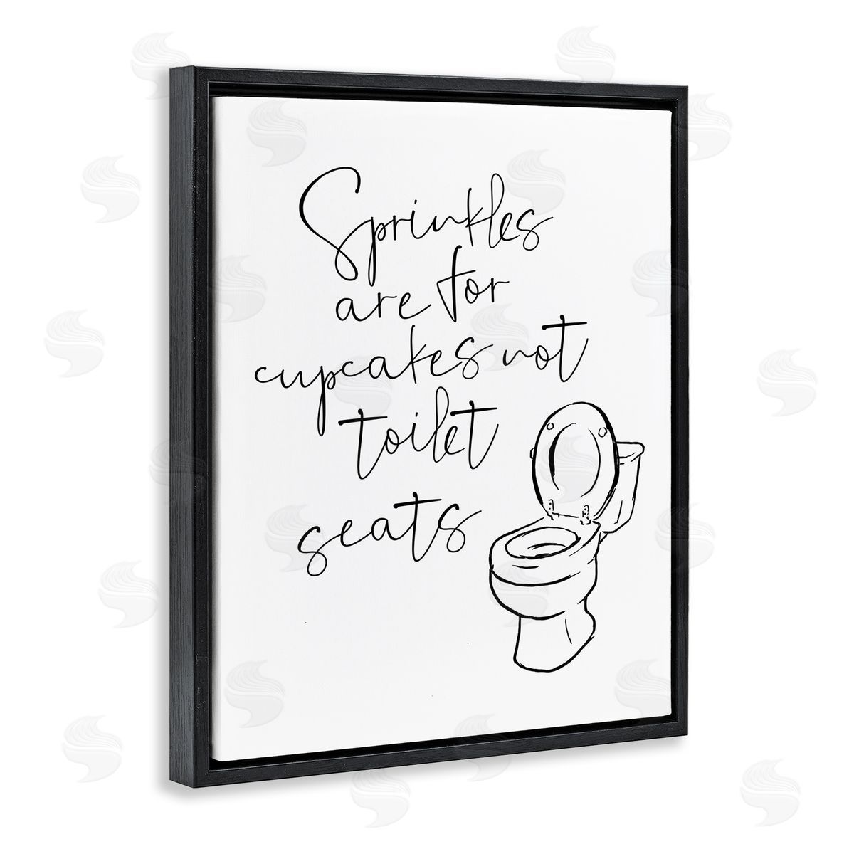 Sprinkles Funny Ink Drawing Black Floating Frame Canvas Wall Art, Home Decor by Milli Villa