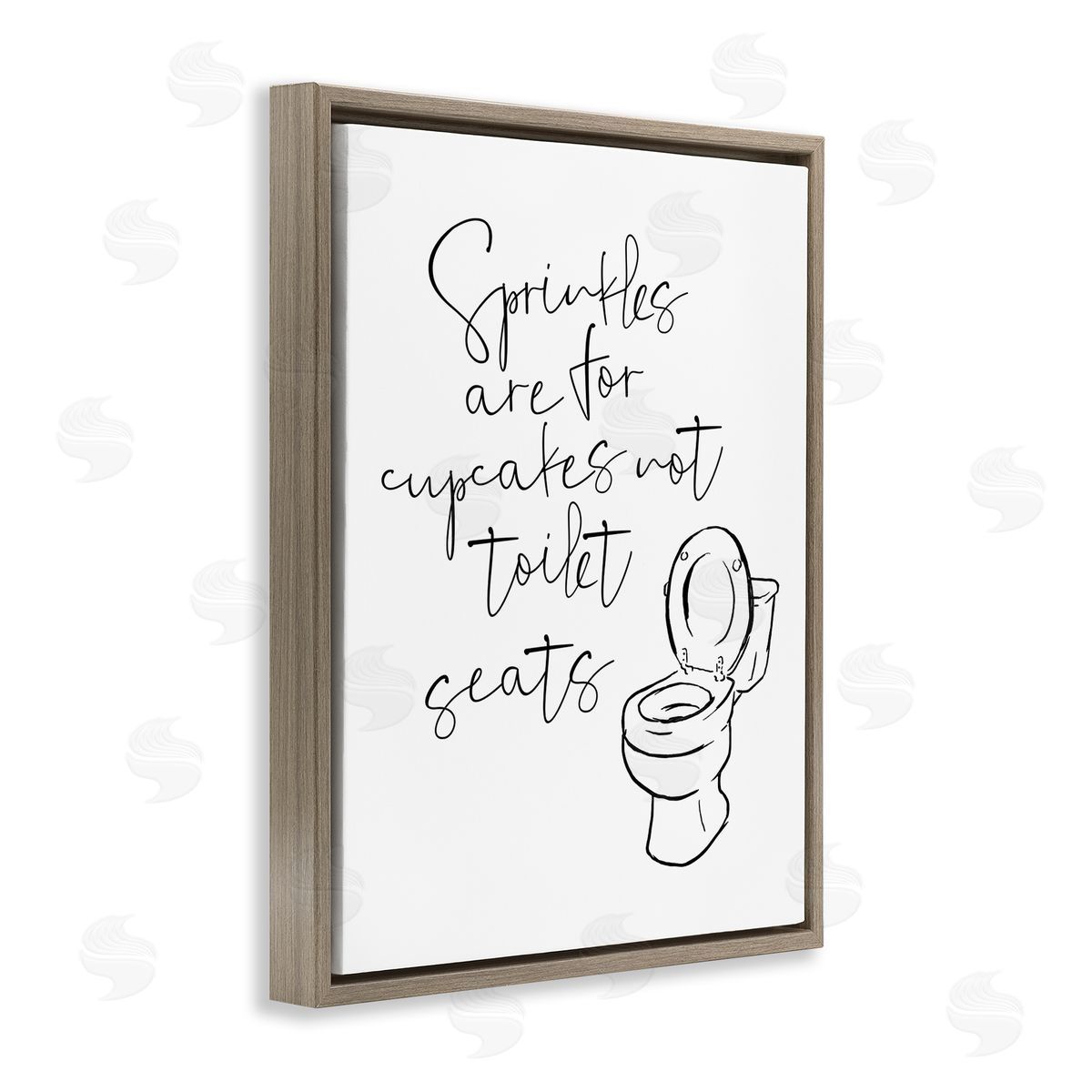 Sprinkles Funny Ink Drawing Brown Floating Frame Canvas Wall Art, Home Decor by Milli Villa