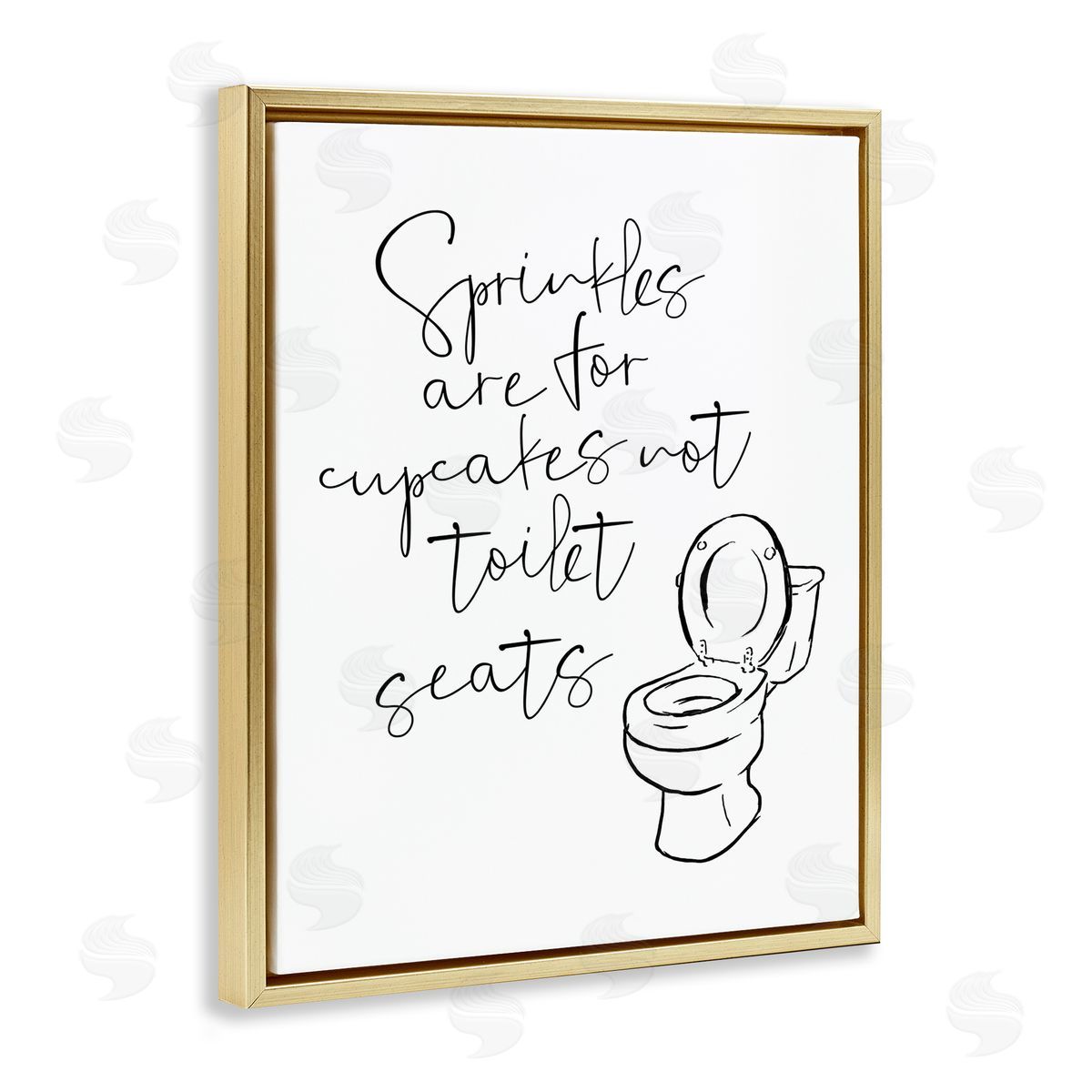 Sprinkles Funny Ink Drawing Gold Floating Frame Canvas Wall Art, Home Decor by Milli Villa