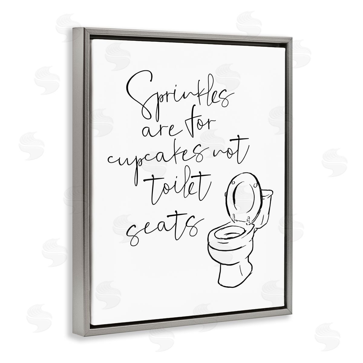 Sprinkles Funny Ink Drawing Grey Floating Frame Canvas Wall Art, Home Decor by Milli Villa