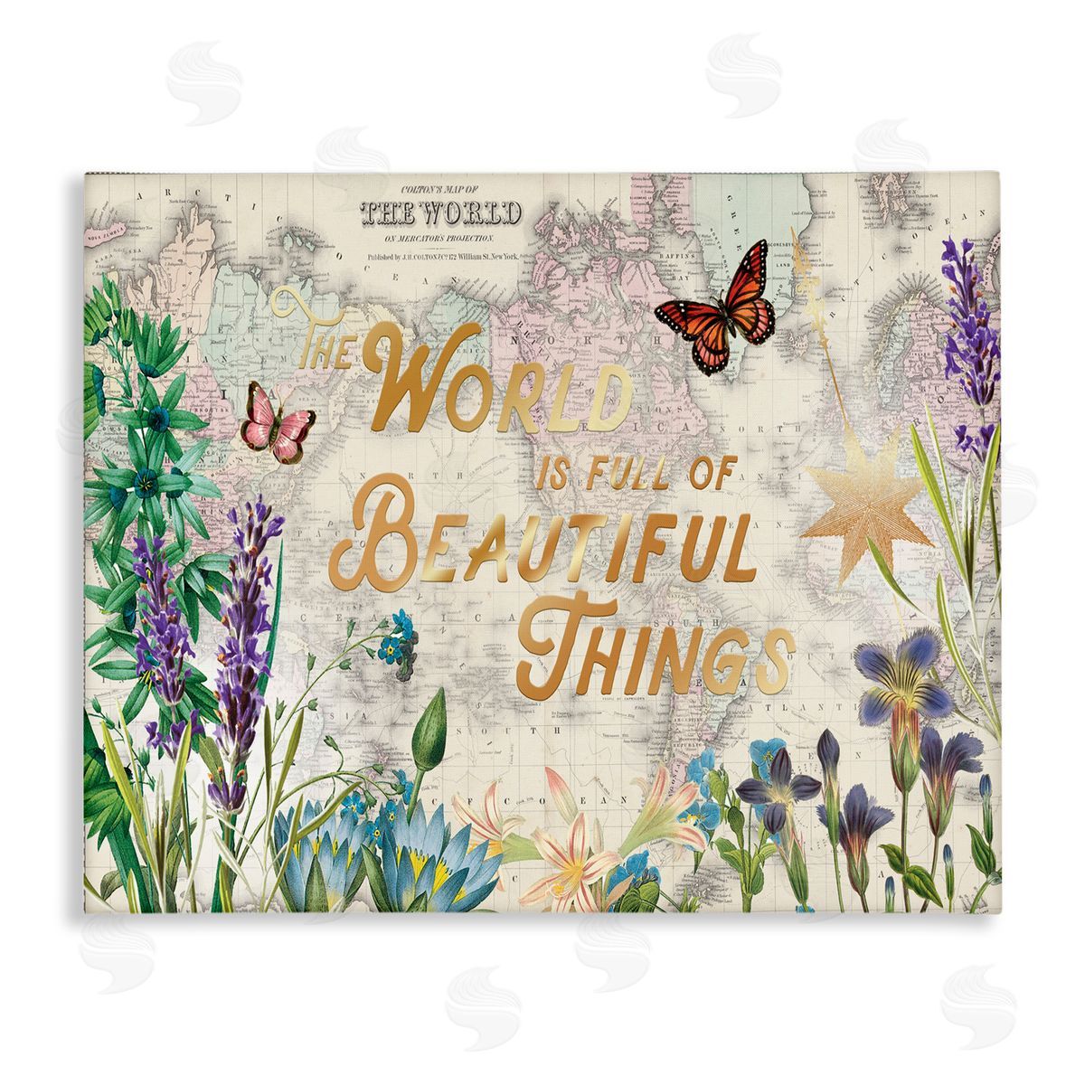 Beautiful Things Floral Map Canvas Wall Art, Home Decor by Ophelia and Company