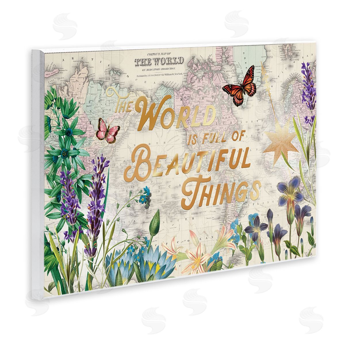 Beautiful Things Floral Map Wood Plaque Wall Art, Home Decor by Ophelia and Company