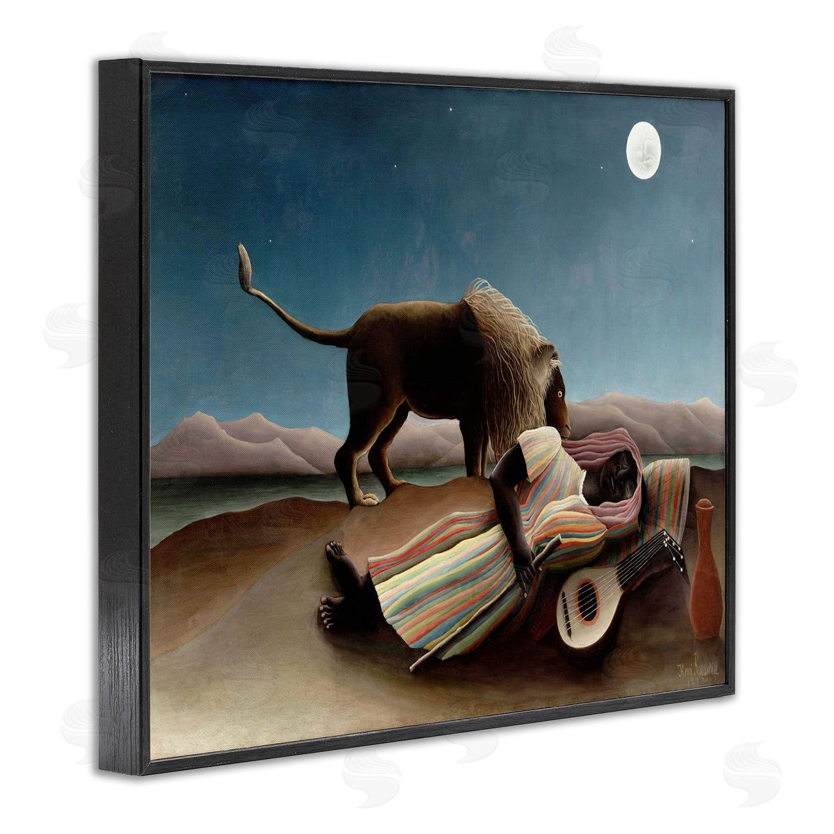 The Sleeping Gypsy Painting Black Frame Print Wall Art, Home Decor by Henri Rousseau