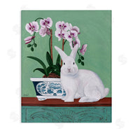 Sally B | Rabbit and Flowers Pink Green