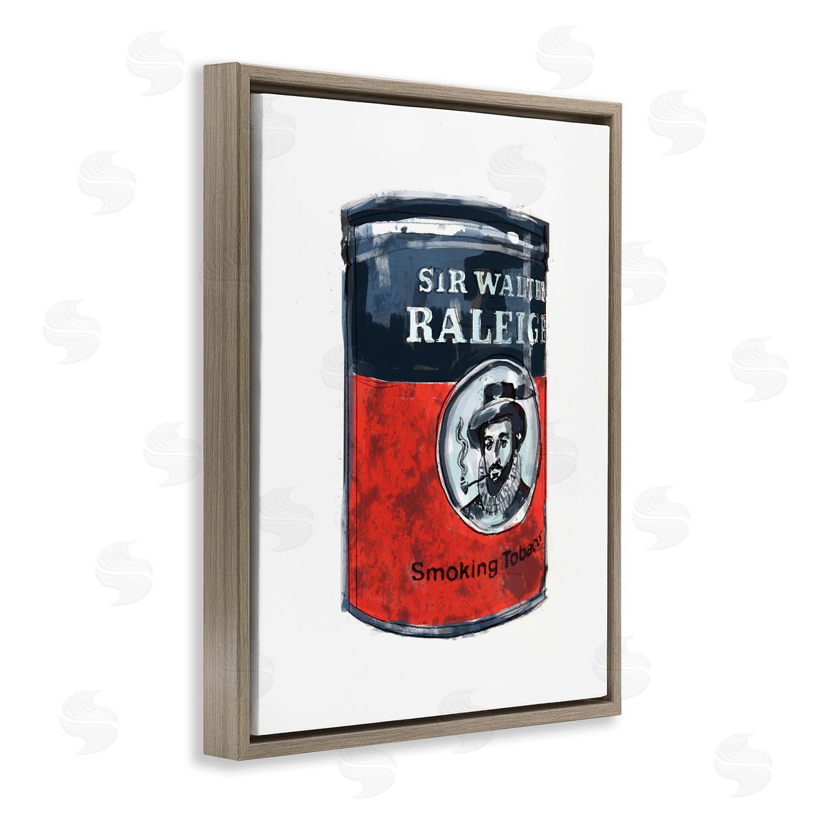 Smoking Tobacco Vintage Can Brown Floating Frame Canvas Wall Art, Home Decor by Karen Dreyfus